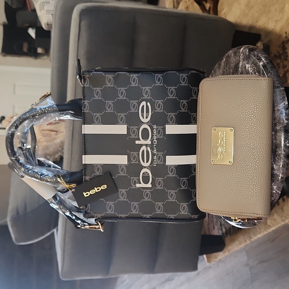 New🪻 Bebe Monogram Black & White Mini Crossbody Bag! + 🪻Lightly Used Wallet!🪻